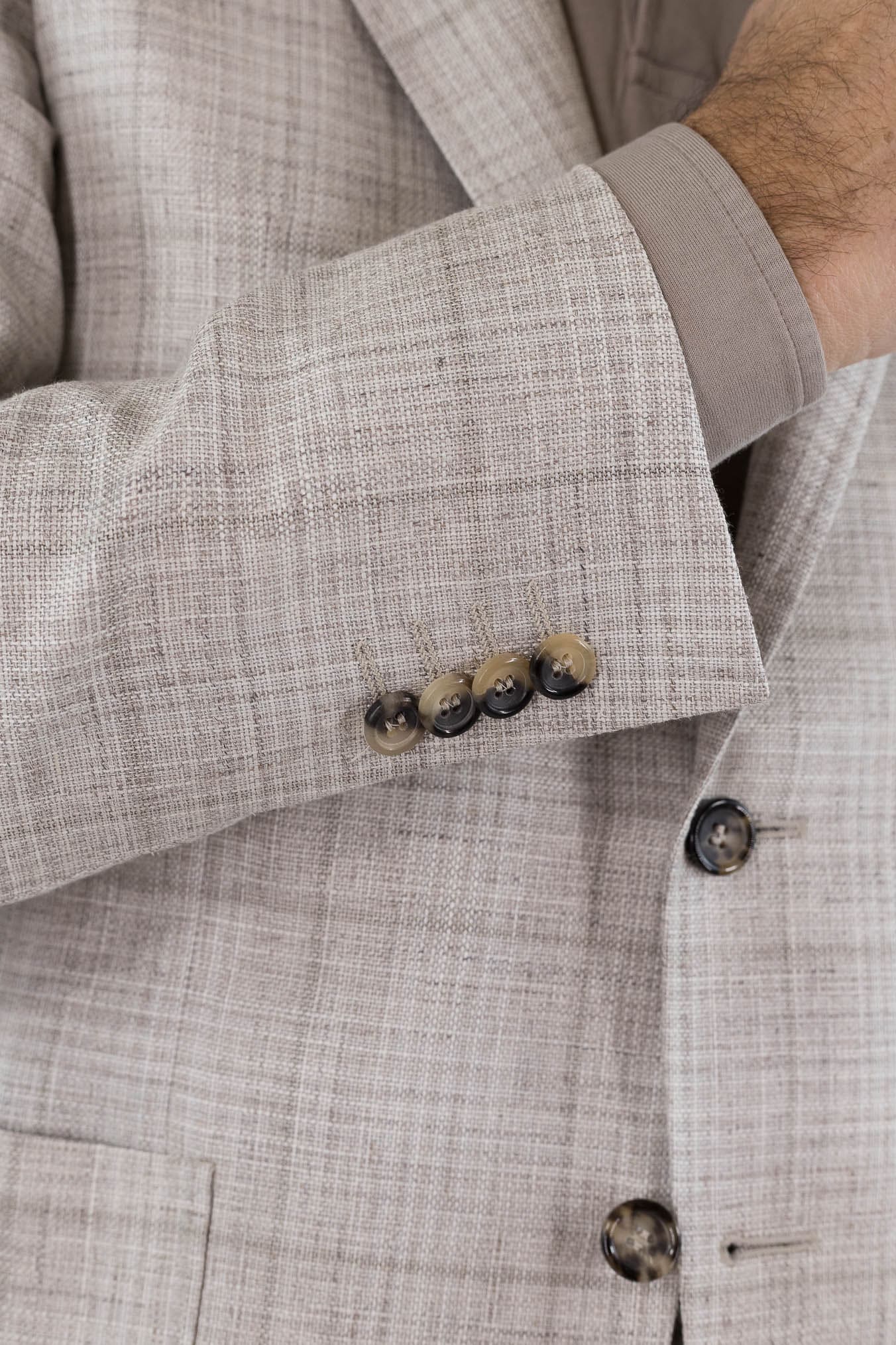 CANALI Giacca "Kei" Principe di Galles Beige