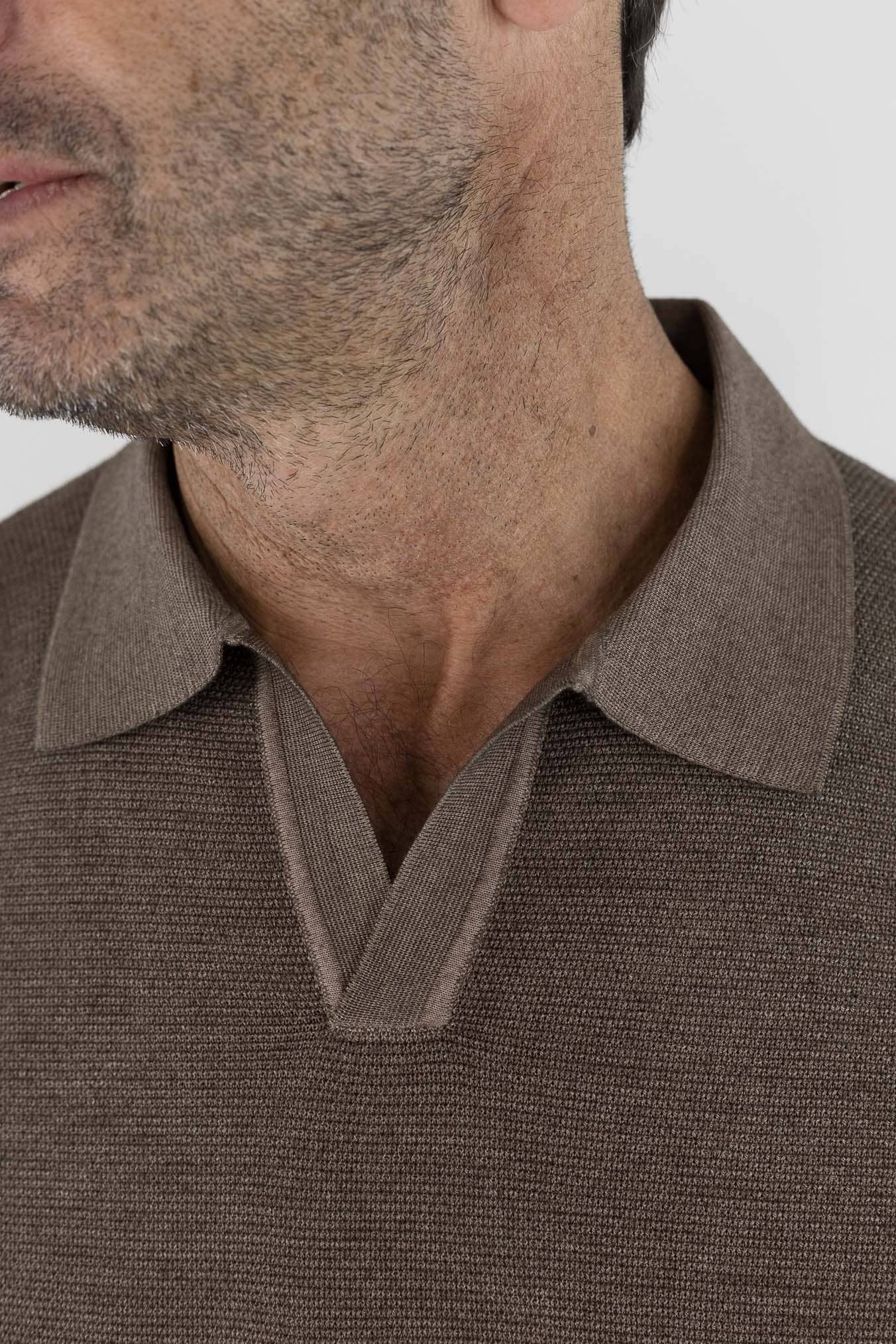 CANALI Polo Skipper Lana Seta Superlight Marrone