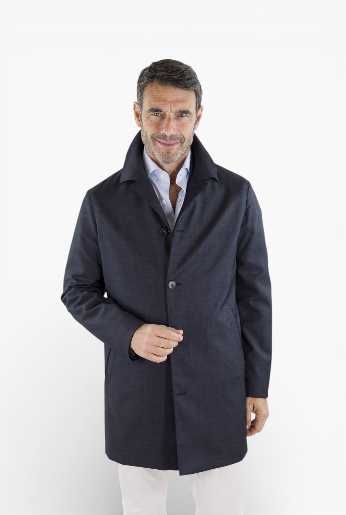 CANALI Soprabito Sfoderato Lana Rain Treatment Blu
