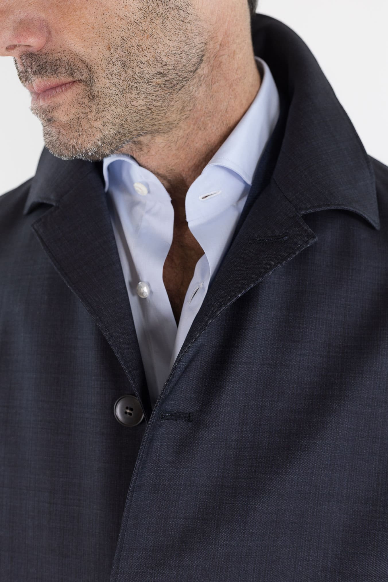 CANALI Soprabito Sfoderato Lana Rain Treatment Blu