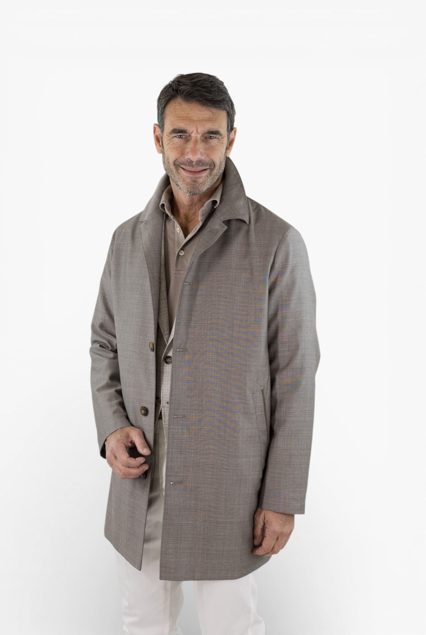CANALI Soprabito Sfoderato Lana Rain Treatment Tortora