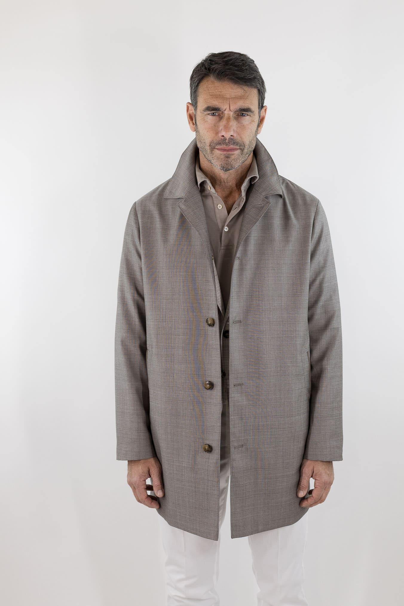 CANALI Soprabito Sfoderato Lana Rain Treatment Tortora