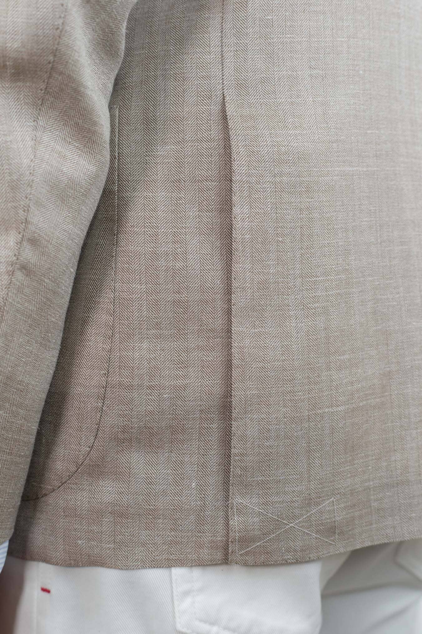 CESARE ATTOLINI Giacca Spigata Lana Seta Lino Beige