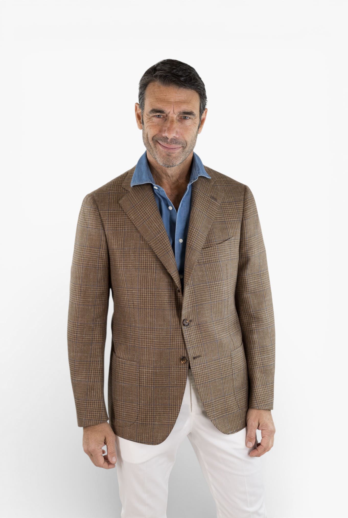 CESARE ATTOLINI Giacca Galles Marrone Riga Blu