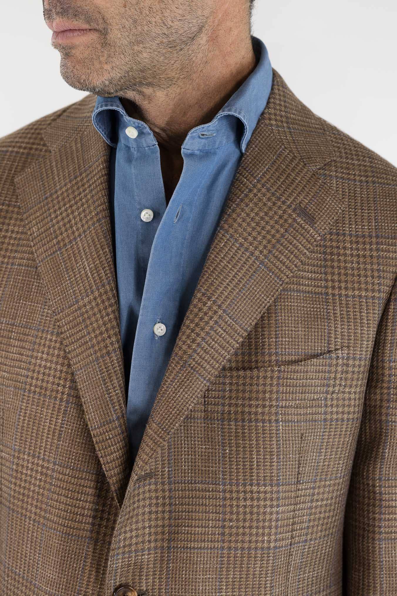 CESARE ATTOLINI Giacca Galles Marrone Riga Blu