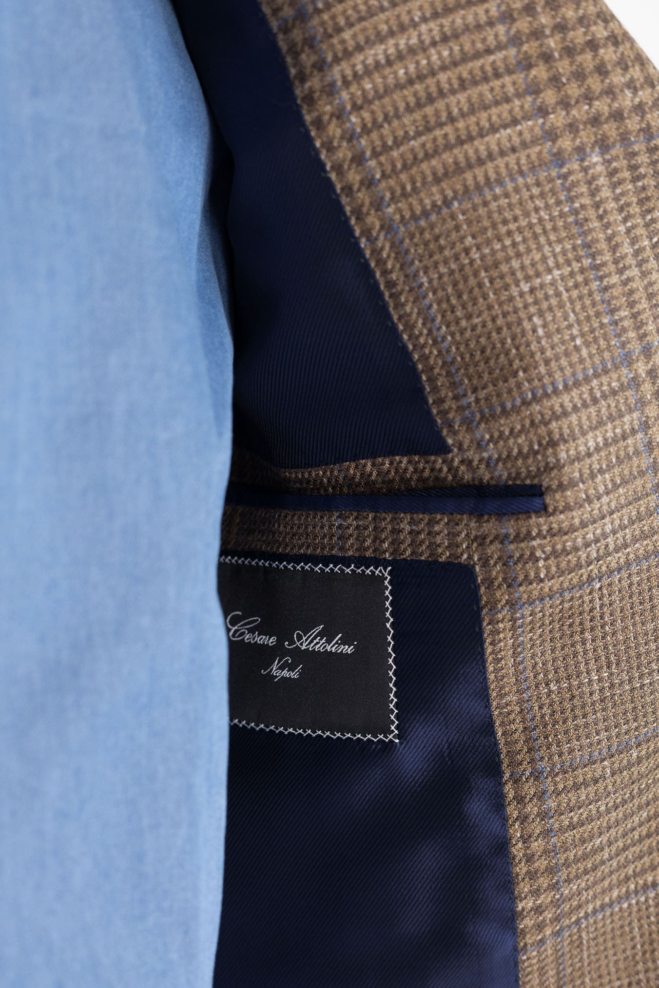 CESARE ATTOLINI Giacca Galles Marrone Riga Blu