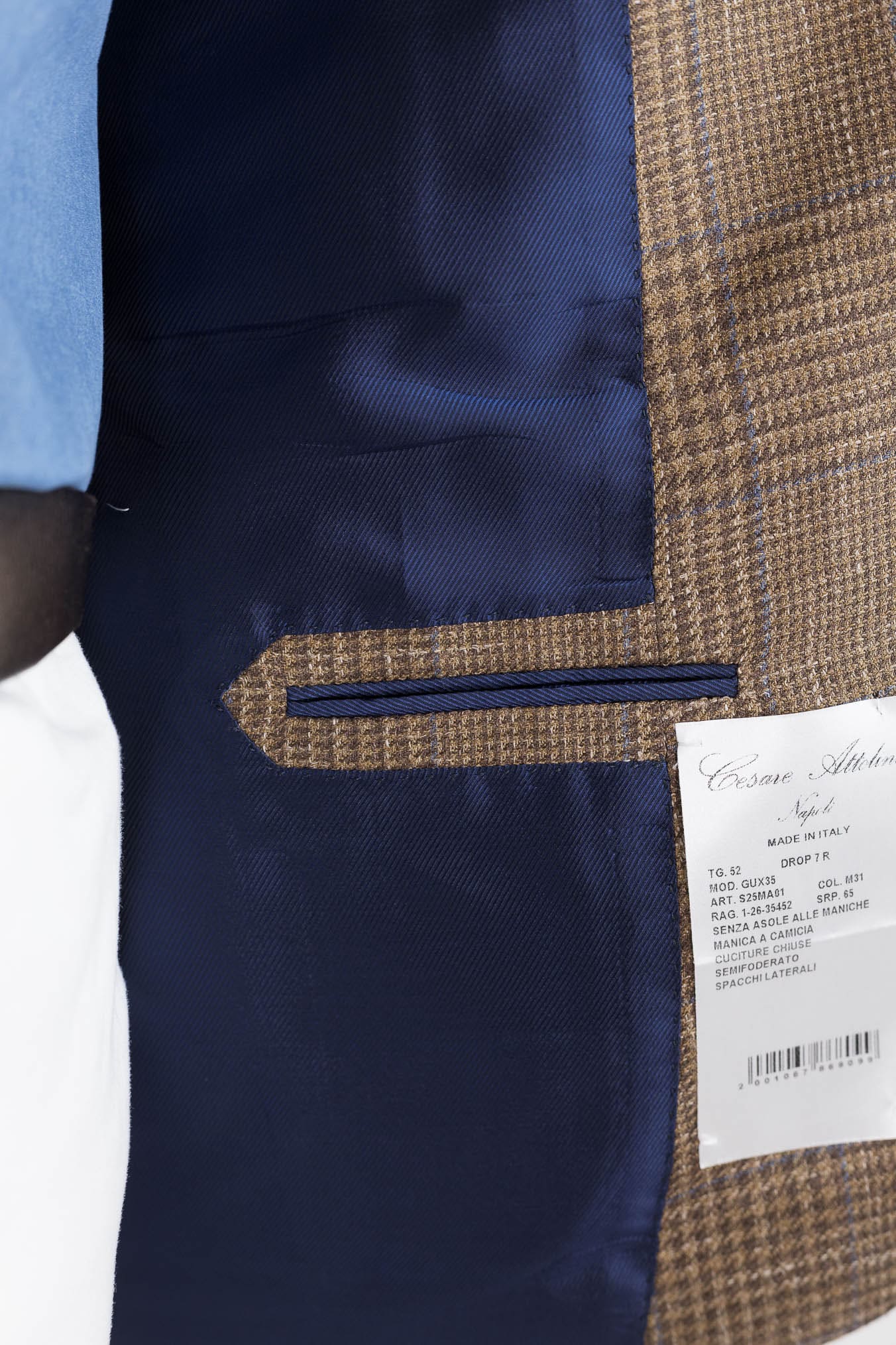 CESARE ATTOLINI Giacca Galles Marrone Riga Blu