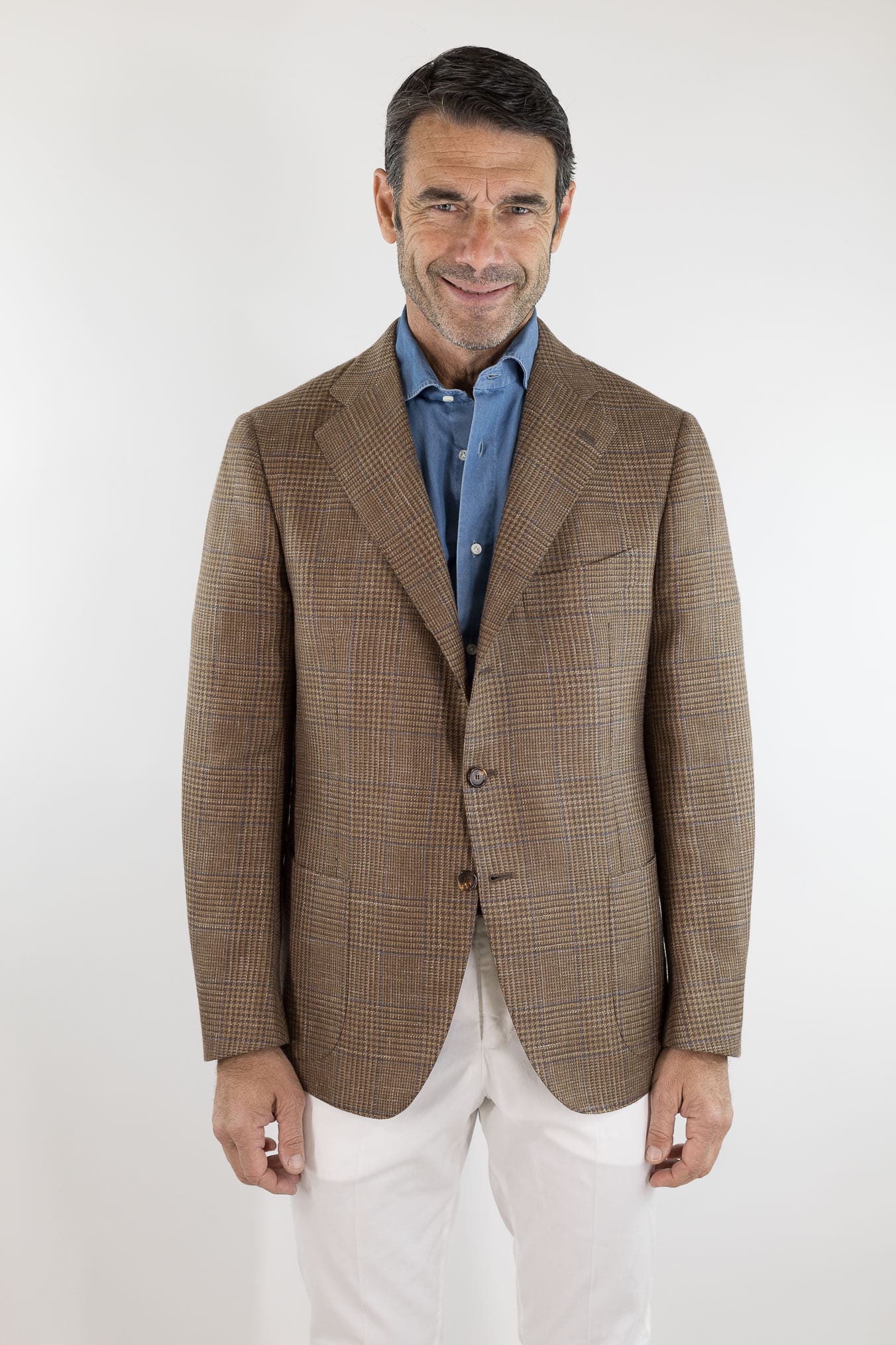 CESARE ATTOLINI Giacca Galles Marrone Riga Blu