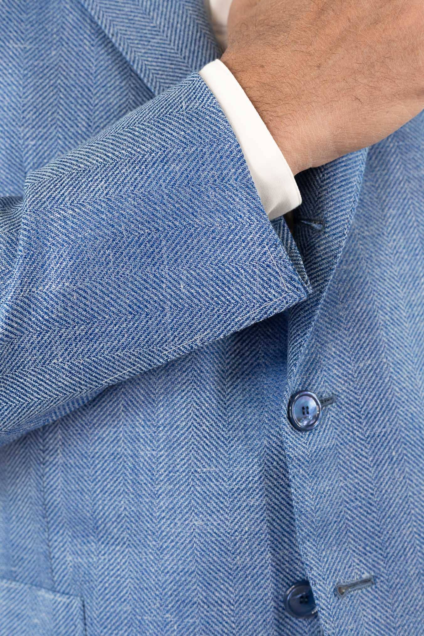 CESARE ATTOLINI Giacca Spigata Azzurra