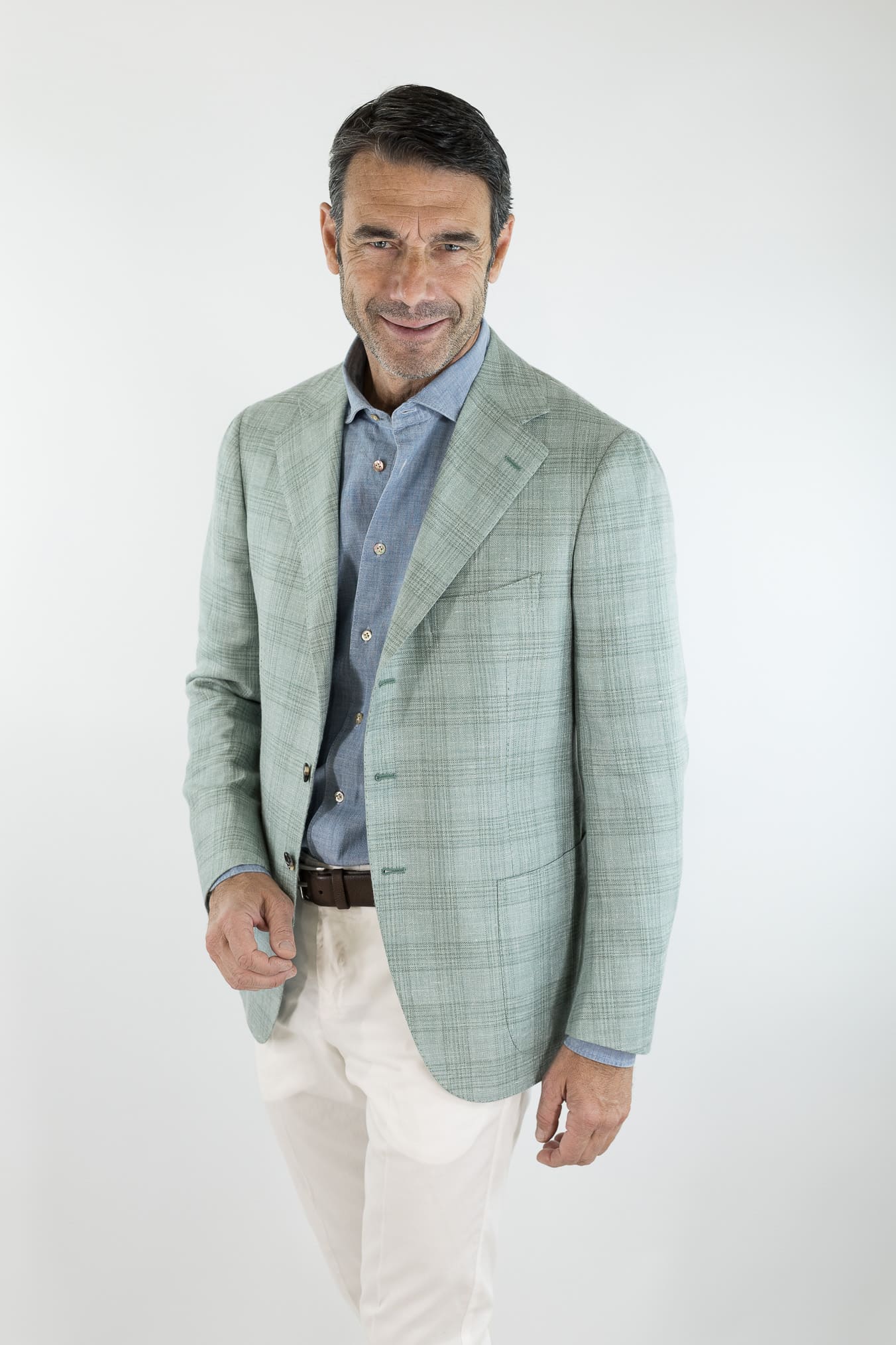 CESARE ATTOLINI Giacca Principe di Galles Verde