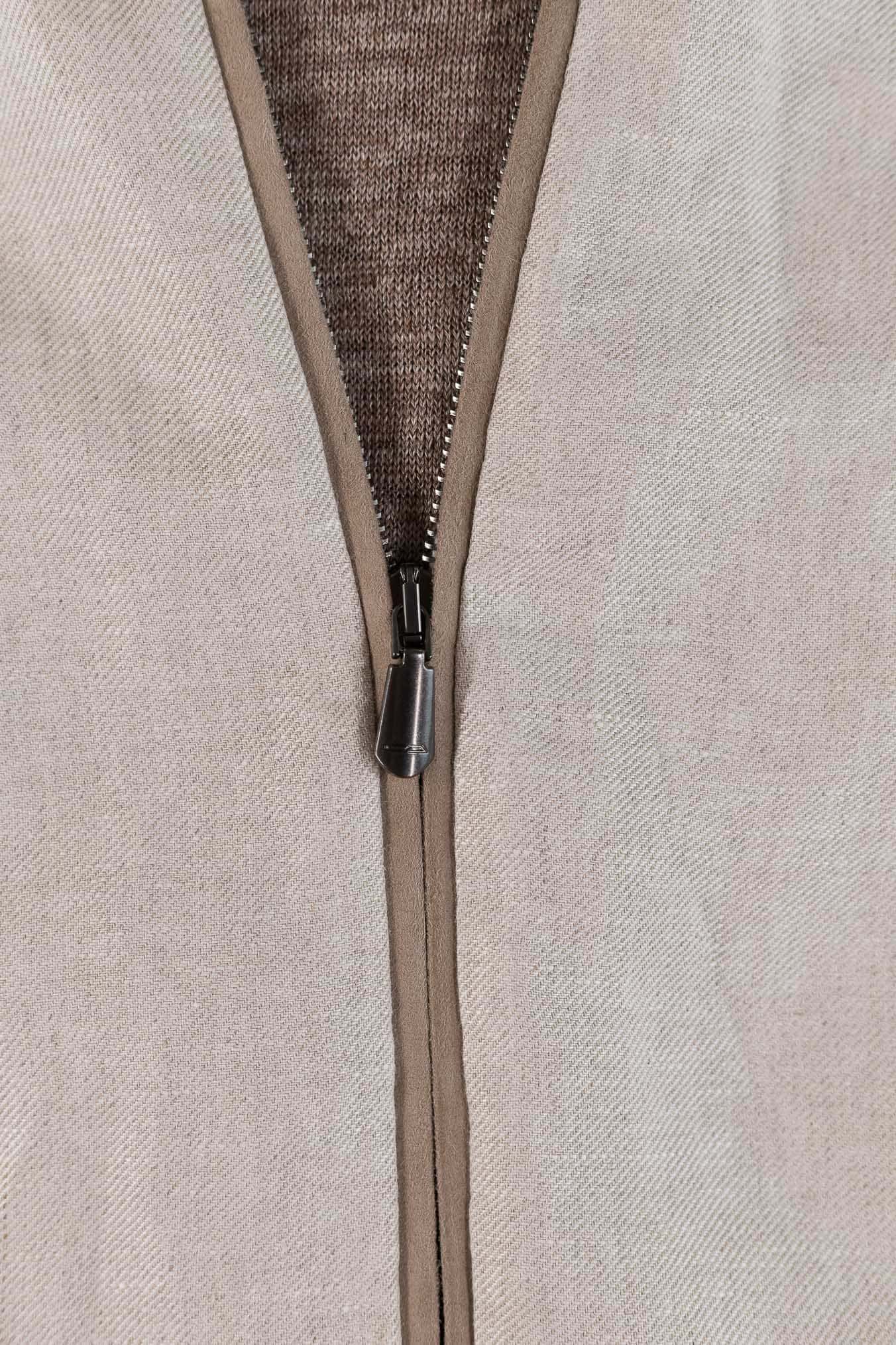 CESARE ATTOLINI Giubbino Lino Cotone Cashmere Beige Chiaro