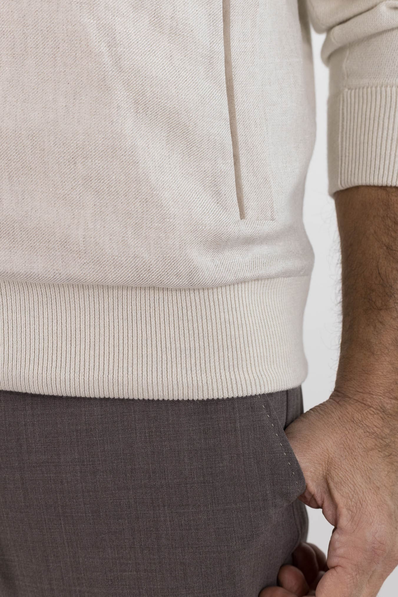 CESARE ATTOLINI Giubbino Lino Cotone Cashmere Beige Chiaro