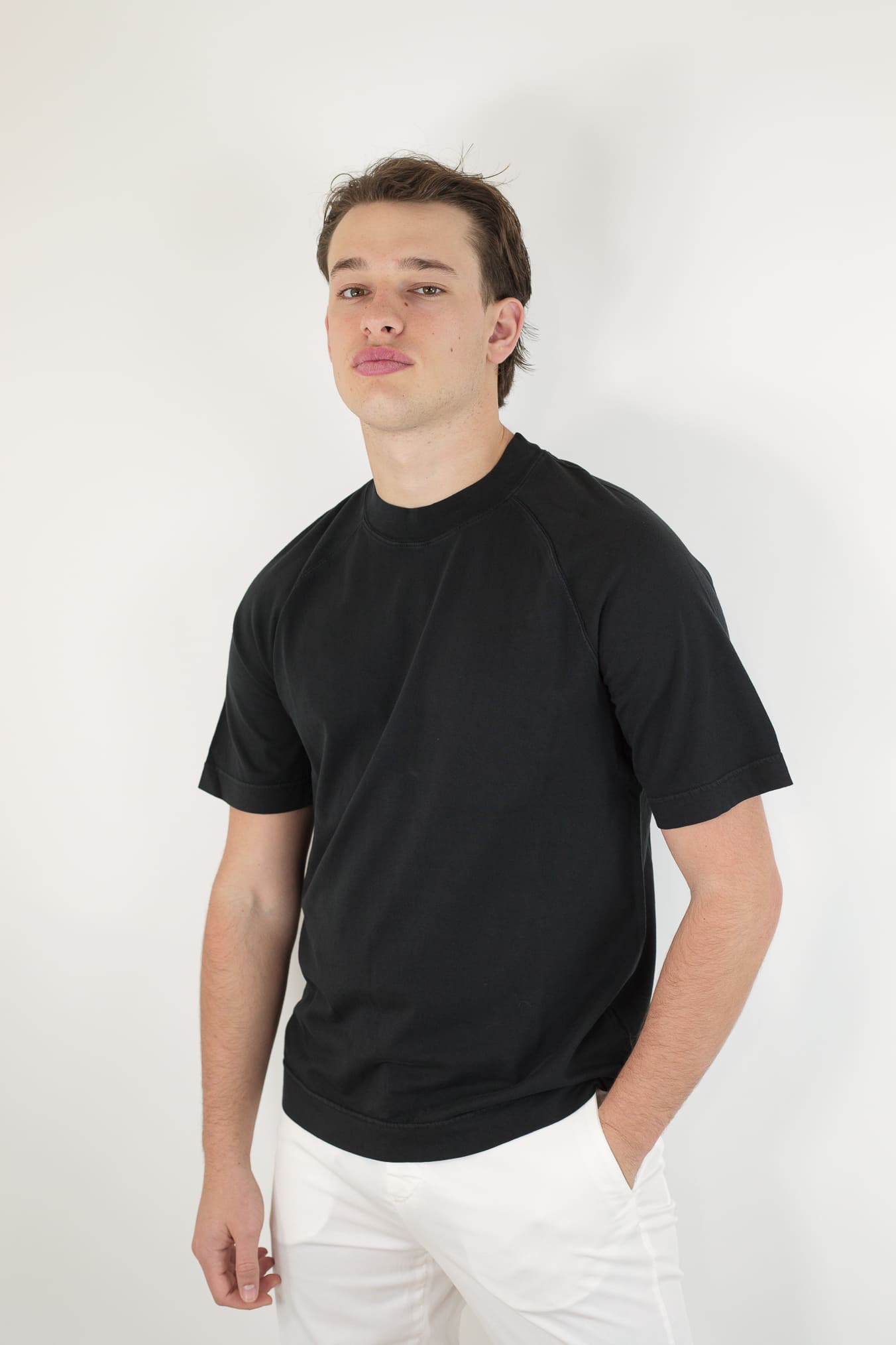 CIRCOLO 1901 T-Shirt Maniche Corte Raglan Cotone Nero