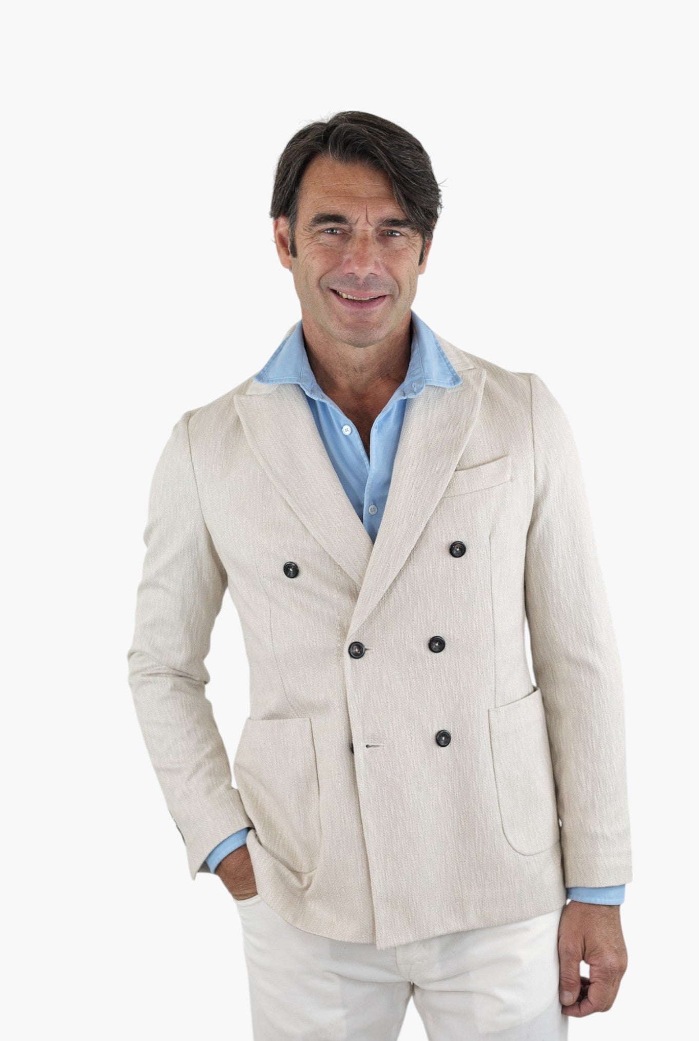 CIRCOLO 1901 Giacca Doppiopetto Cotone Fiammato Beige