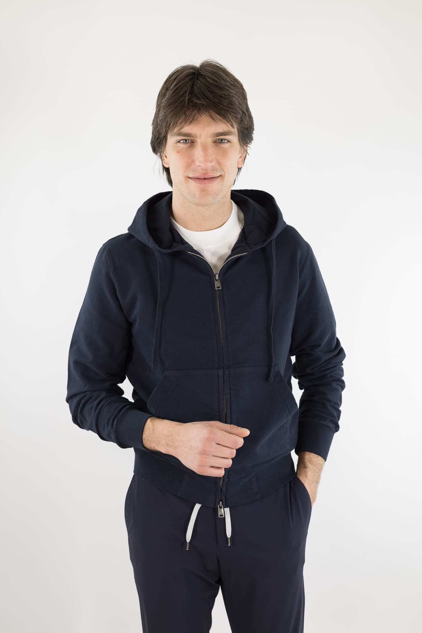 CIRCOLO 1901 Felpa Cappuccio Cotone Blu Navy