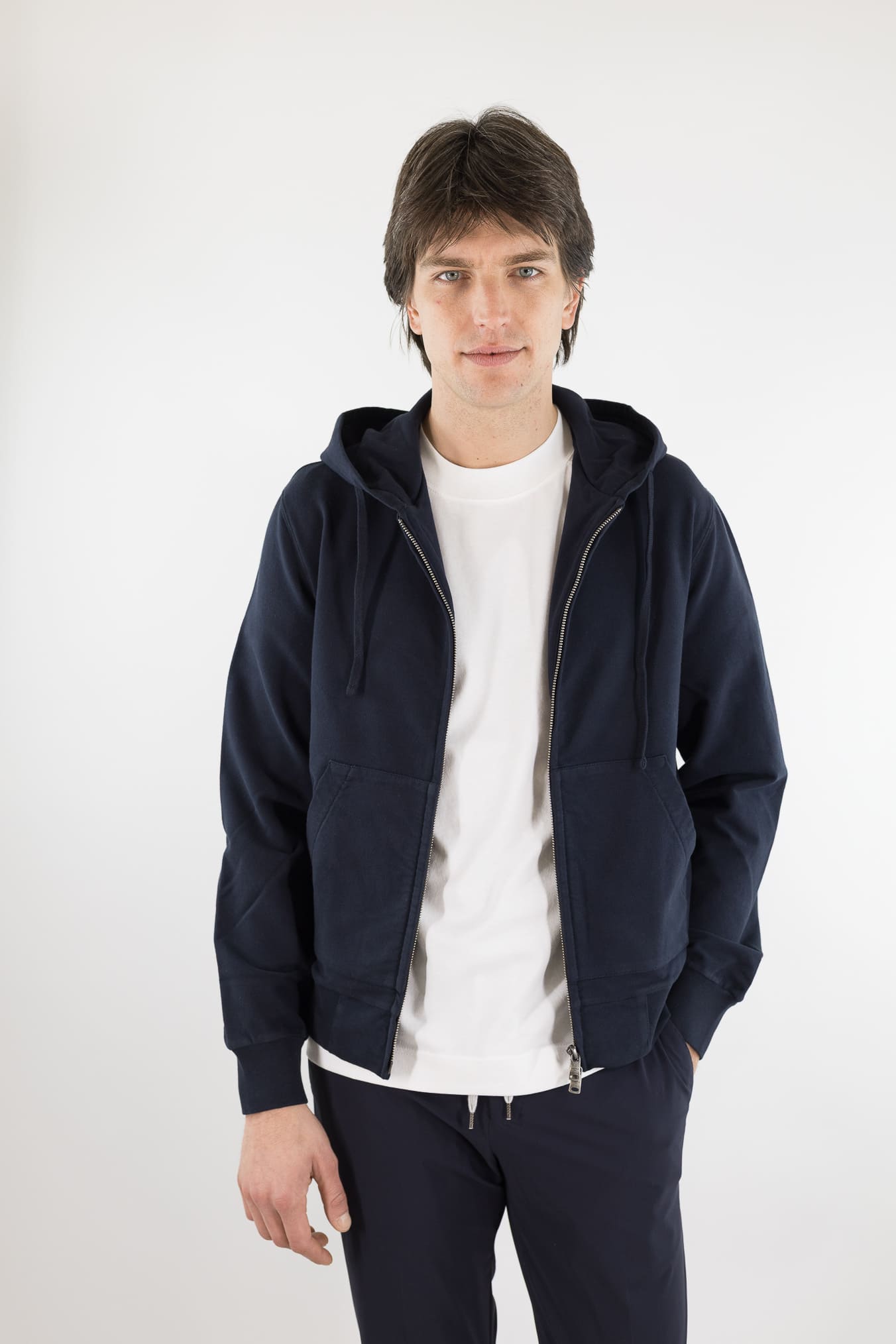 CIRCOLO 1901 Felpa Cappuccio Cotone Blu Navy