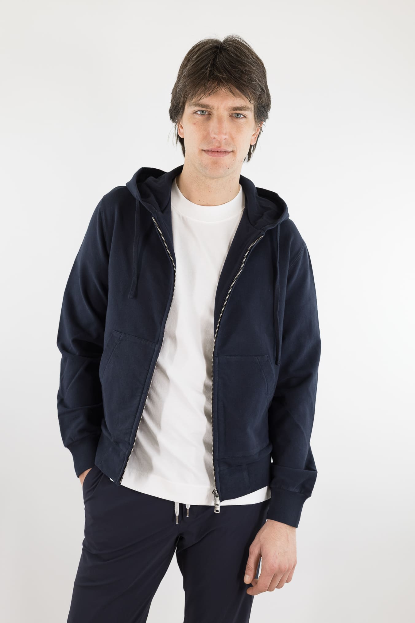 CIRCOLO 1901 Felpa Cappuccio Cotone Blu Navy