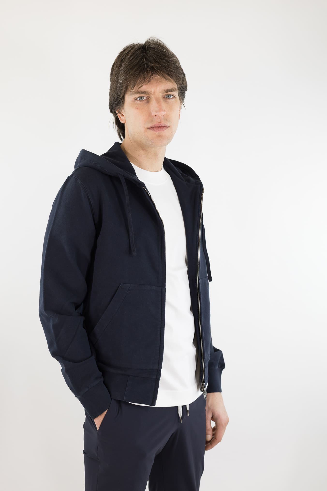 CIRCOLO 1901 Felpa Cappuccio Cotone Blu Navy