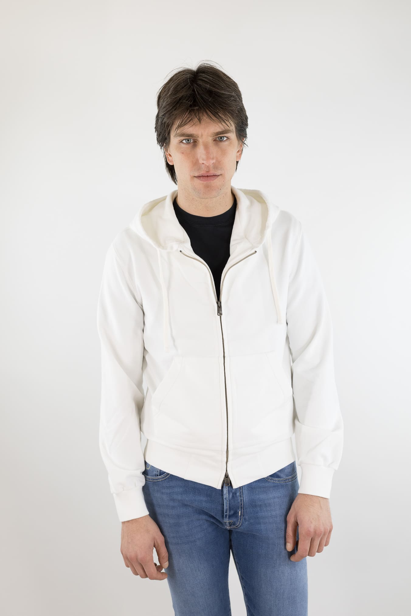 CIRCOLO 1901 Felpa Cappuccio Cotone Bianco Latte