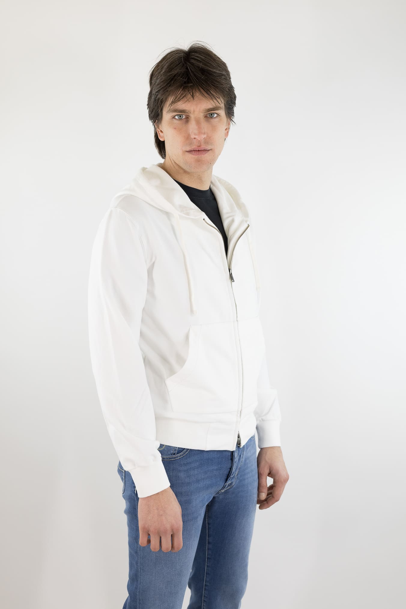 CIRCOLO 1901 Felpa Cappuccio Cotone Bianco Latte