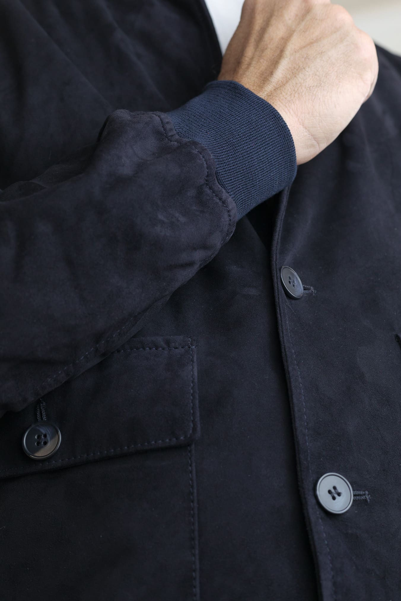 CONTRASTWAY Giubbotto Suede Light Wash Blu Scuro