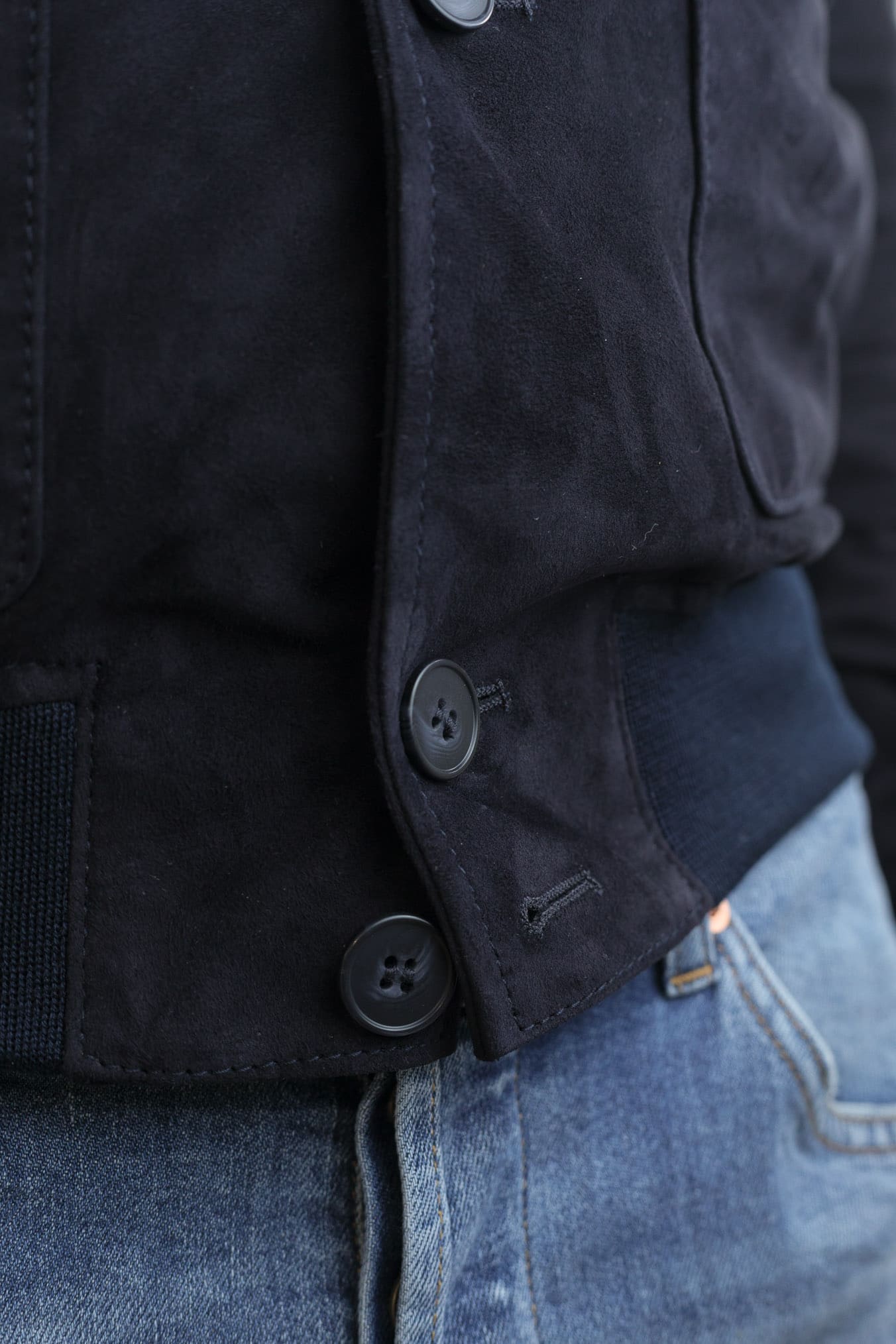 CONTRASTWAY Giubbotto Suede Light Wash Blu Scuro