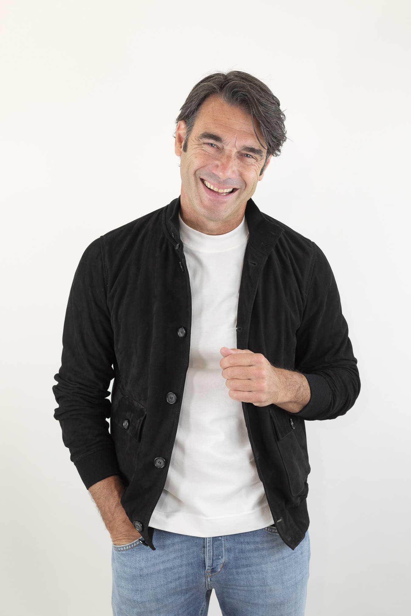 CONTRASTWAY Giubbotto Suede Light Wash Nero