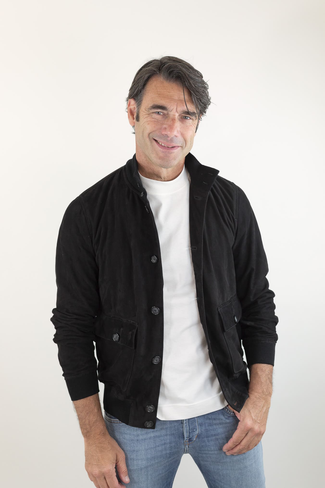 CONTRASTWAY Giubbotto Suede Light Wash Nero