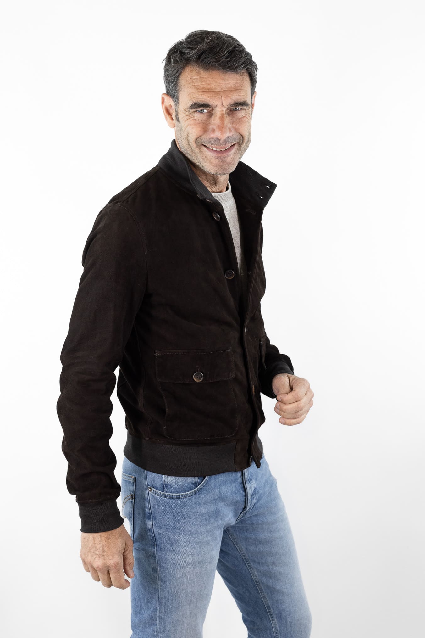 CONTRASTWAY Giubbotto Suede Light Wash Moro