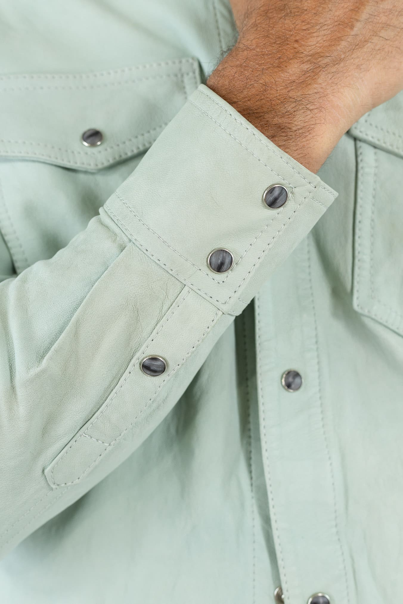 CONTRASTWAY Camicia Texana Nabuk Verde Chiaro