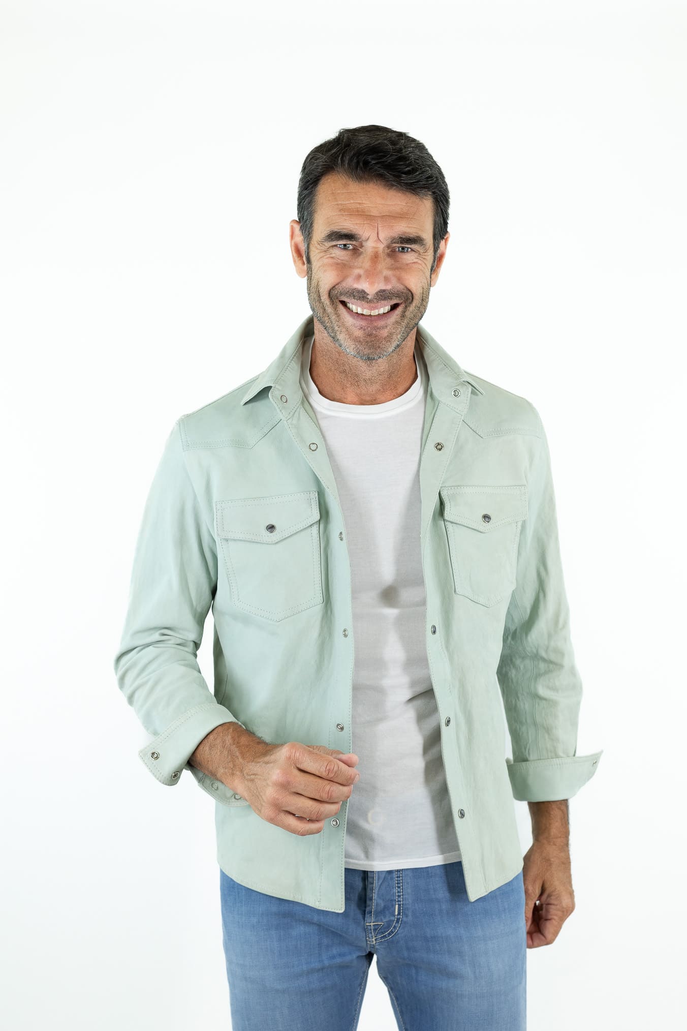 CONTRASTWAY Camicia Texana Nabuk Verde Chiaro