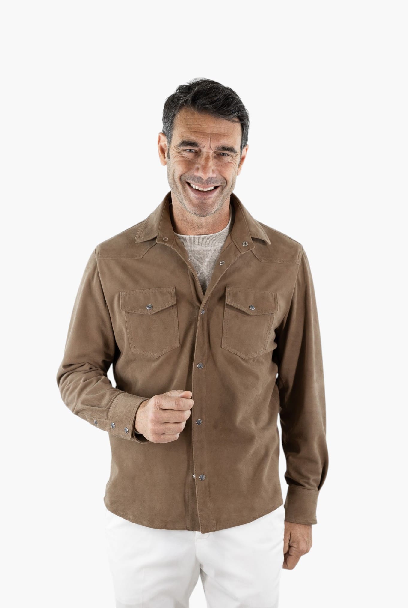 CONTRASTWAY Camicia Suede Texana Tabacco