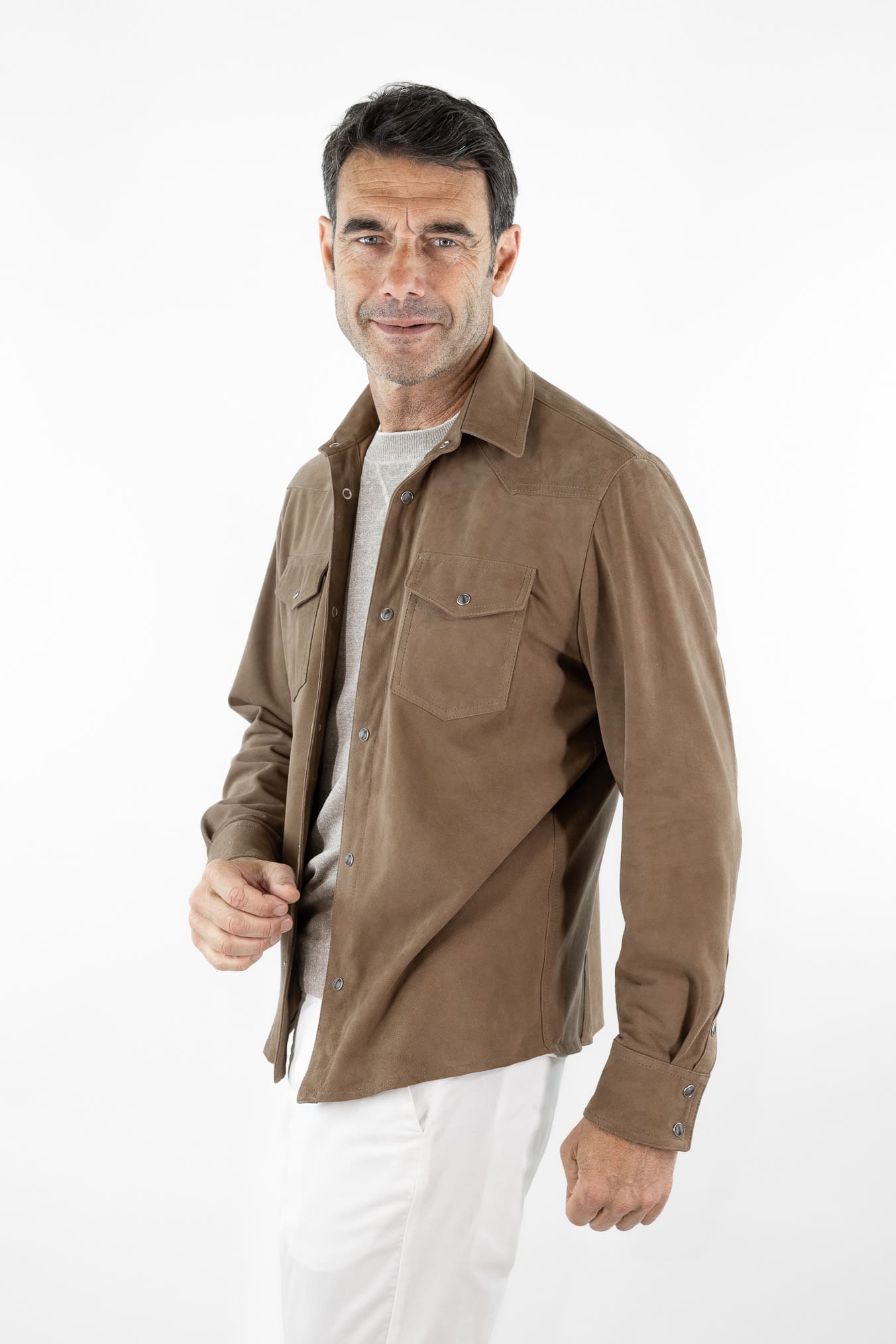CONTRASTWAY Camicia Suede Texana Tabacco