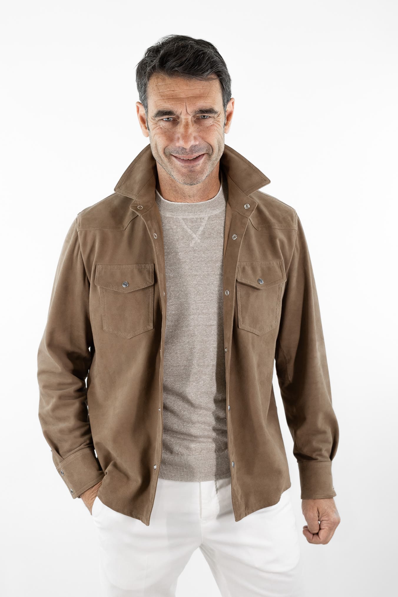 CONTRASTWAY Camicia Suede Texana Tabacco