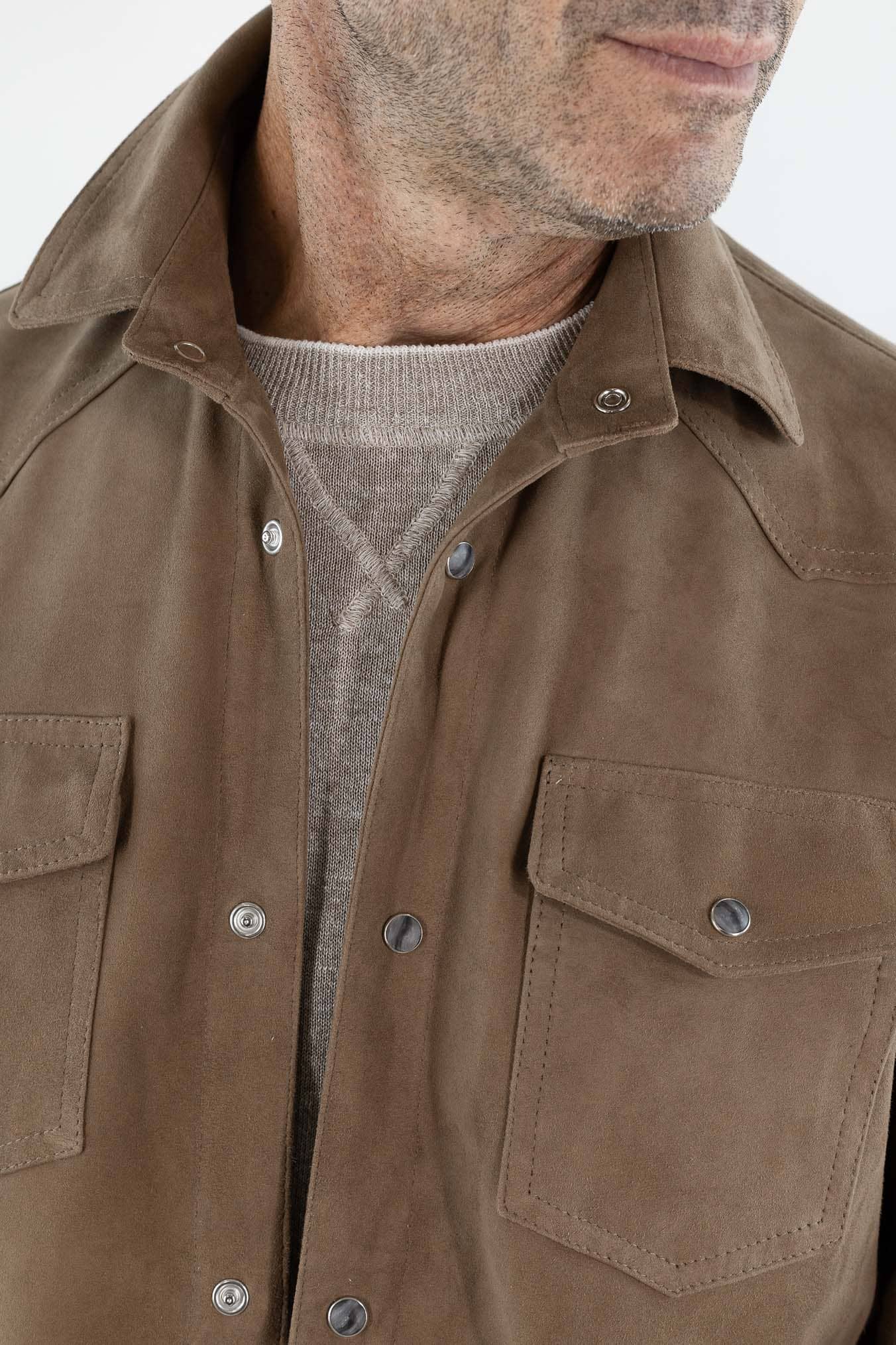 CONTRASTWAY Camicia Suede Texana Tabacco