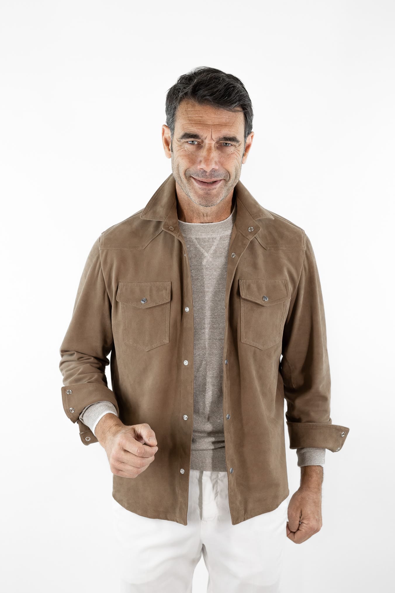 CONTRASTWAY Camicia Suede Texana Tabacco