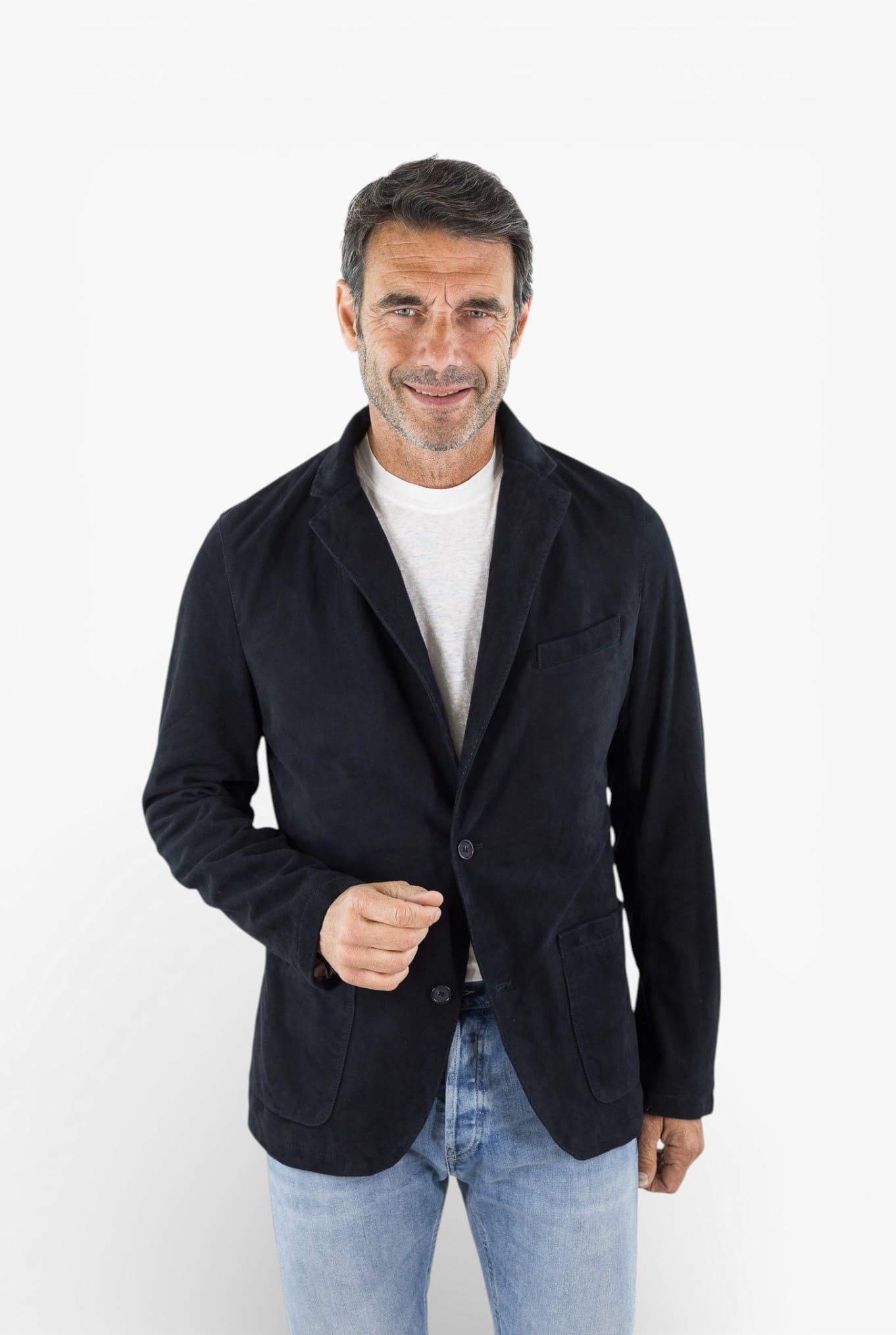 CONTRASTWAY Giacca Blazer Suede Light Wash Blu