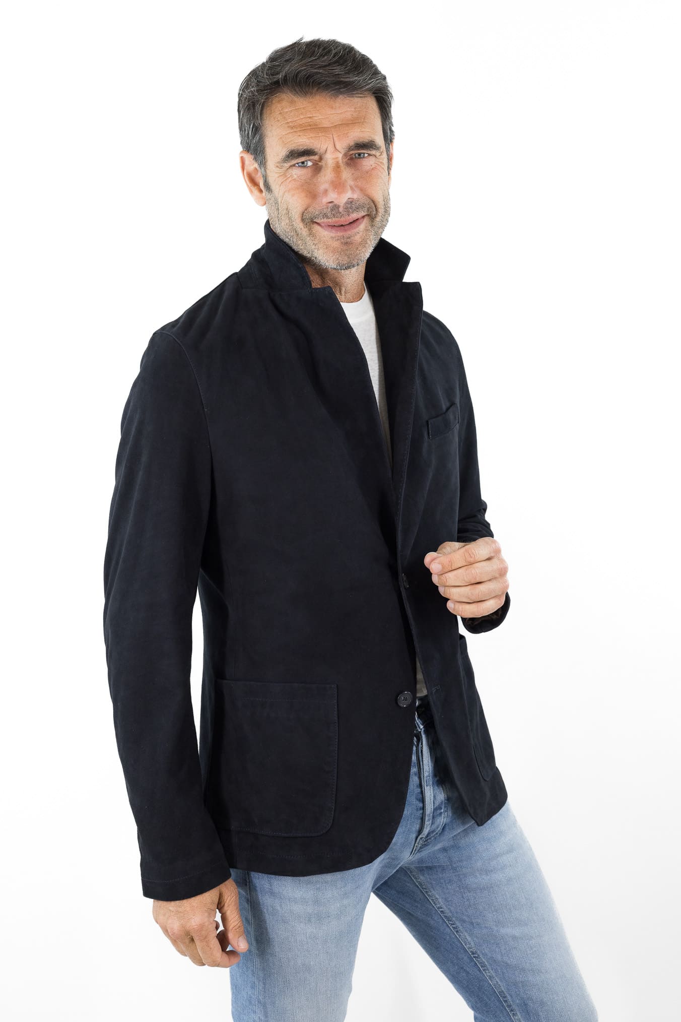 CONTRASTWAY Giacca Blazer Suede Light Wash Blu