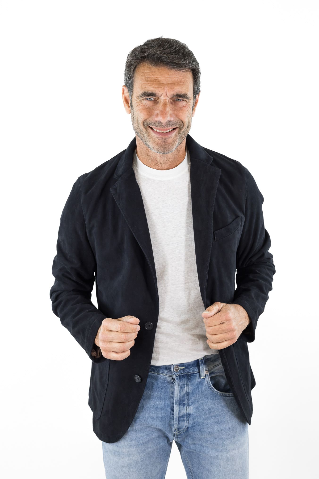 CONTRASTWAY Giacca Blazer Suede Light Wash Blu