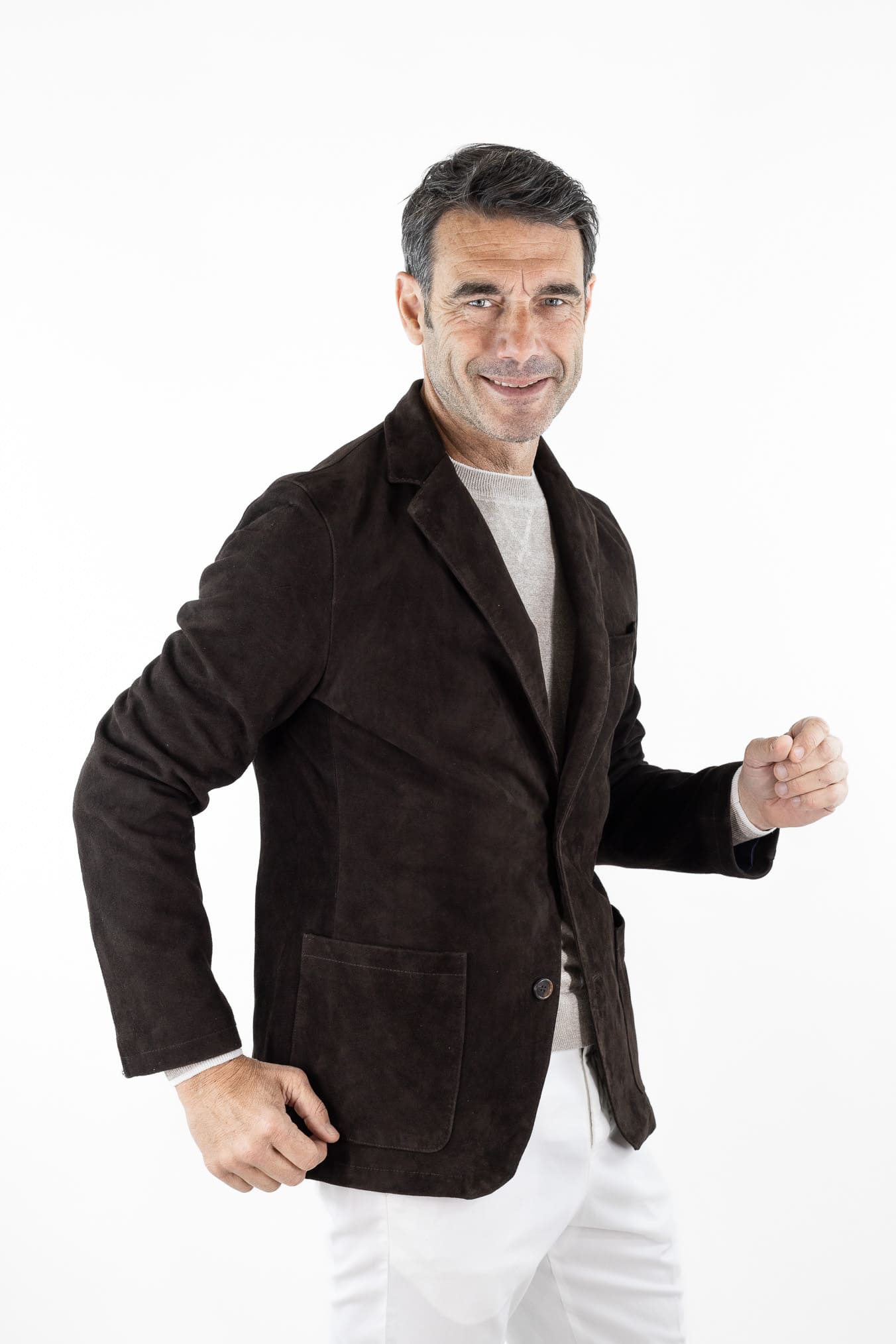 CONTRASTWAY Giacca Blazer Suede Light Wash Moro