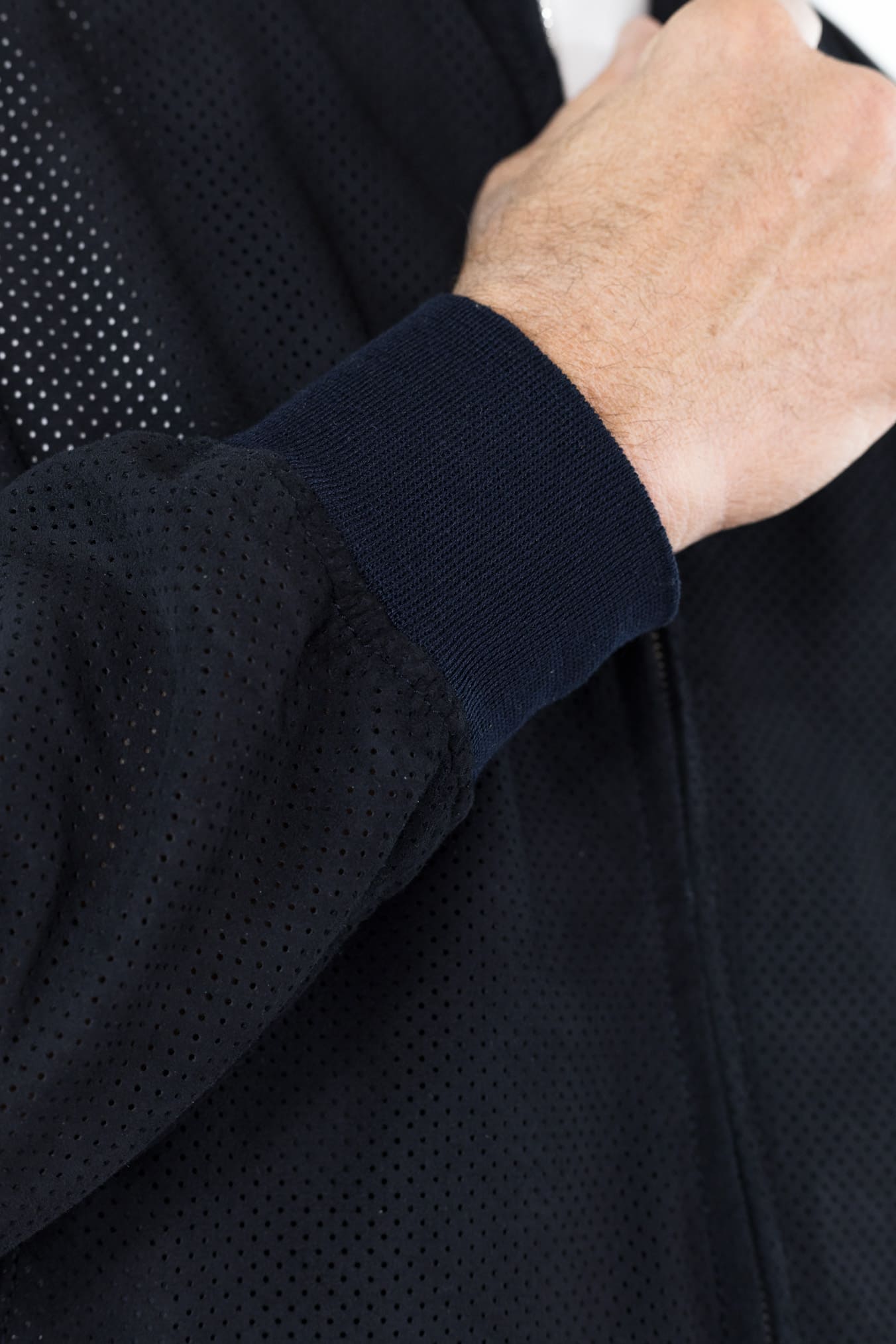CONTRASTWAY Giubbino Microforato in Suede Blu Scuro