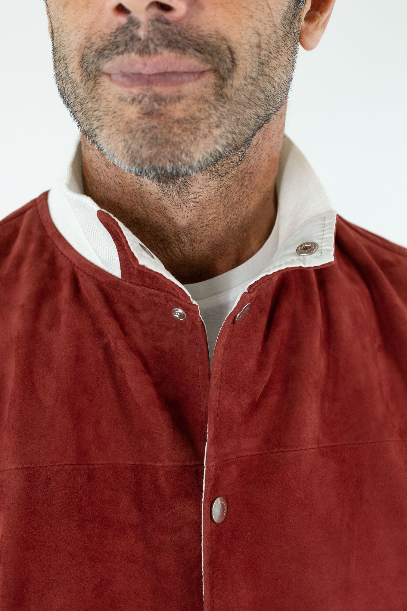 CONTRASTWAY Gilet Suede Light Wash Rosso