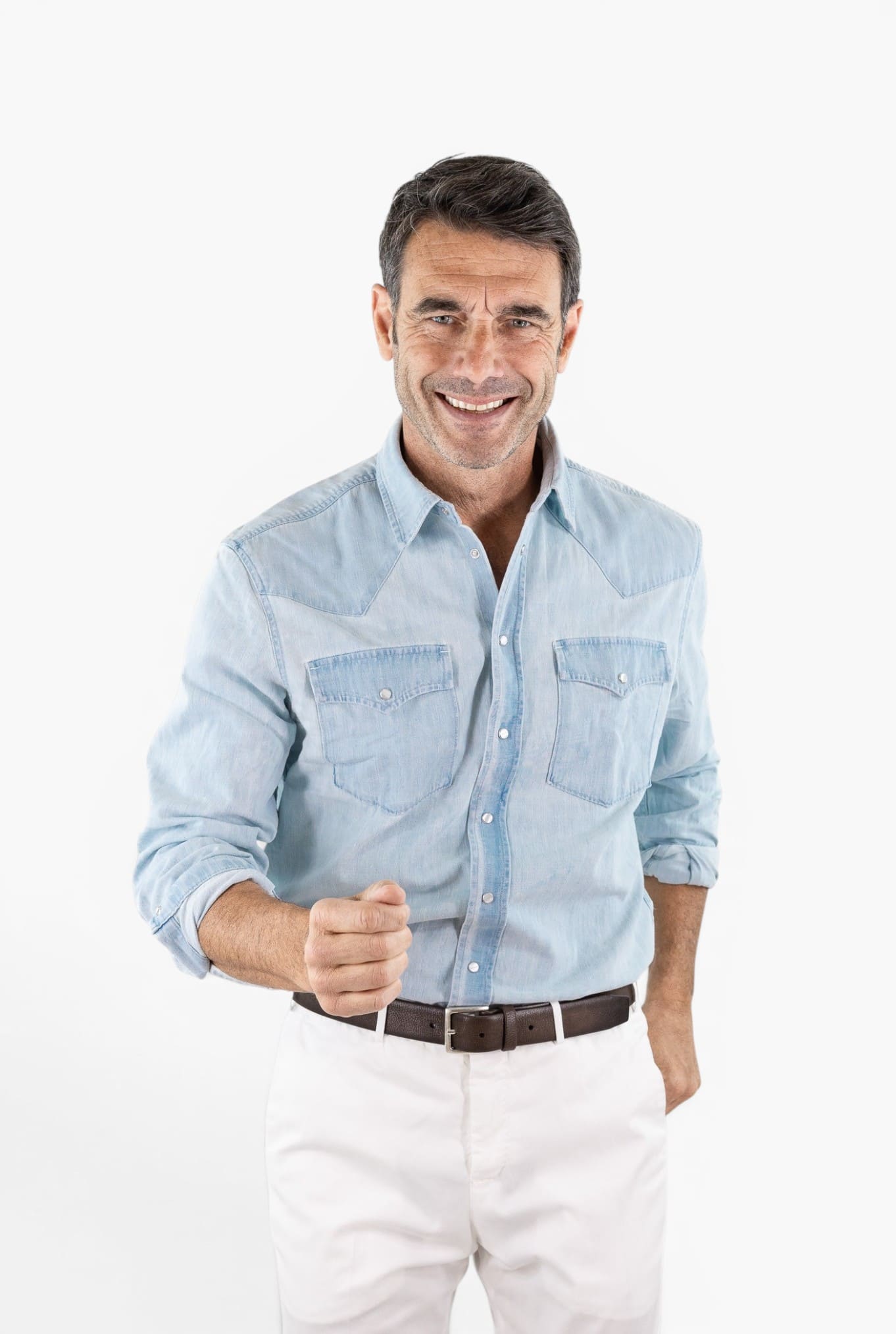 DONDUP Camicia Texana Denim Chiaro