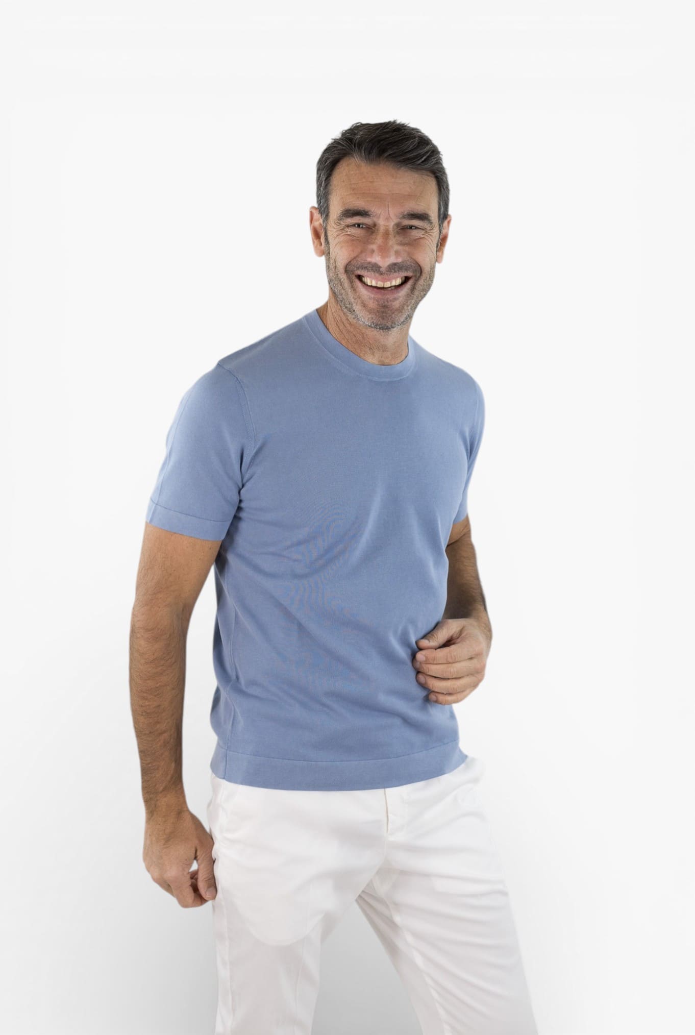 DRUMOHR Girocollo Cotone Frosted Superlight Azzurro