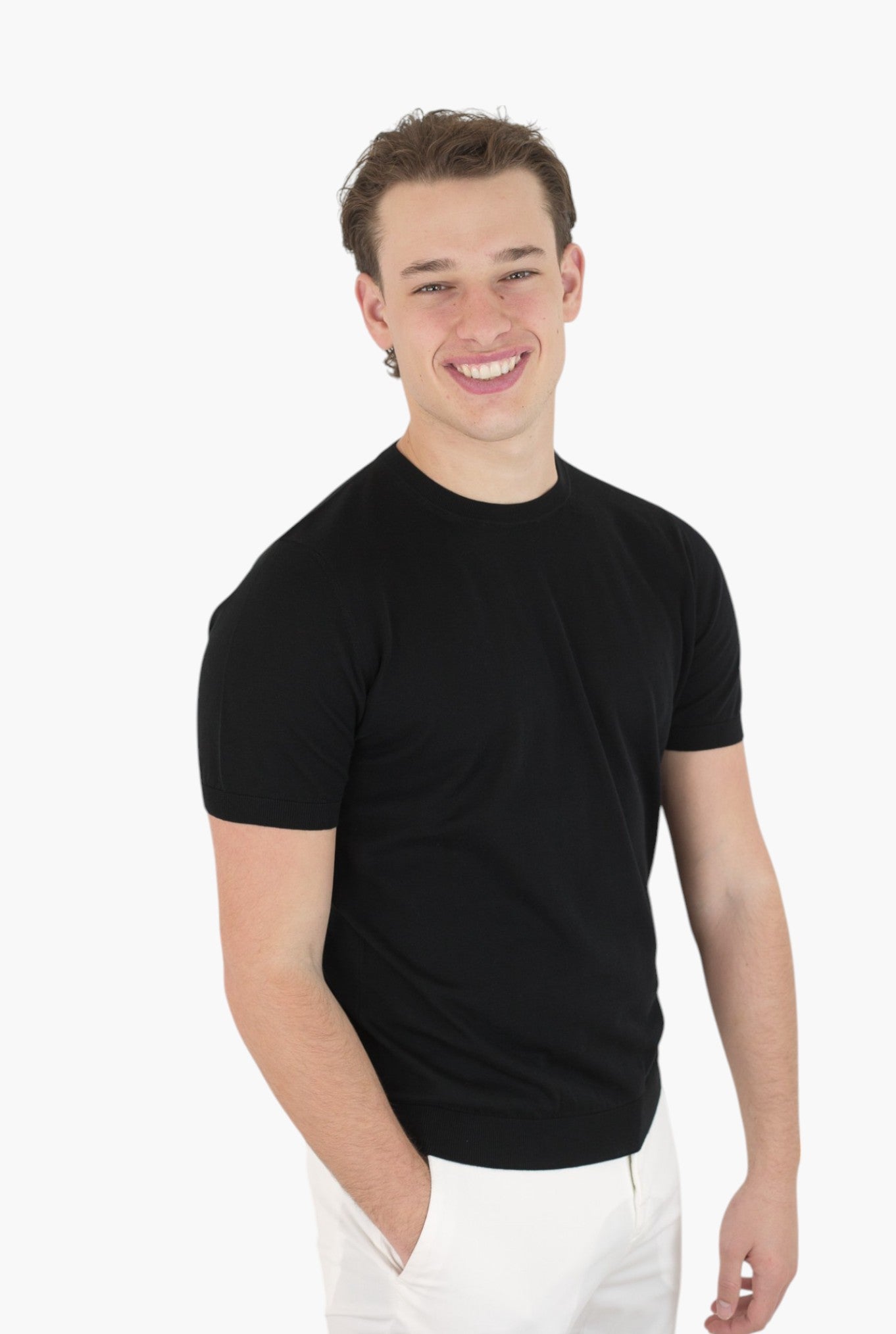 DRUMOHR Girocollo Maniche Corte Cotone Frosted Superlight Nero