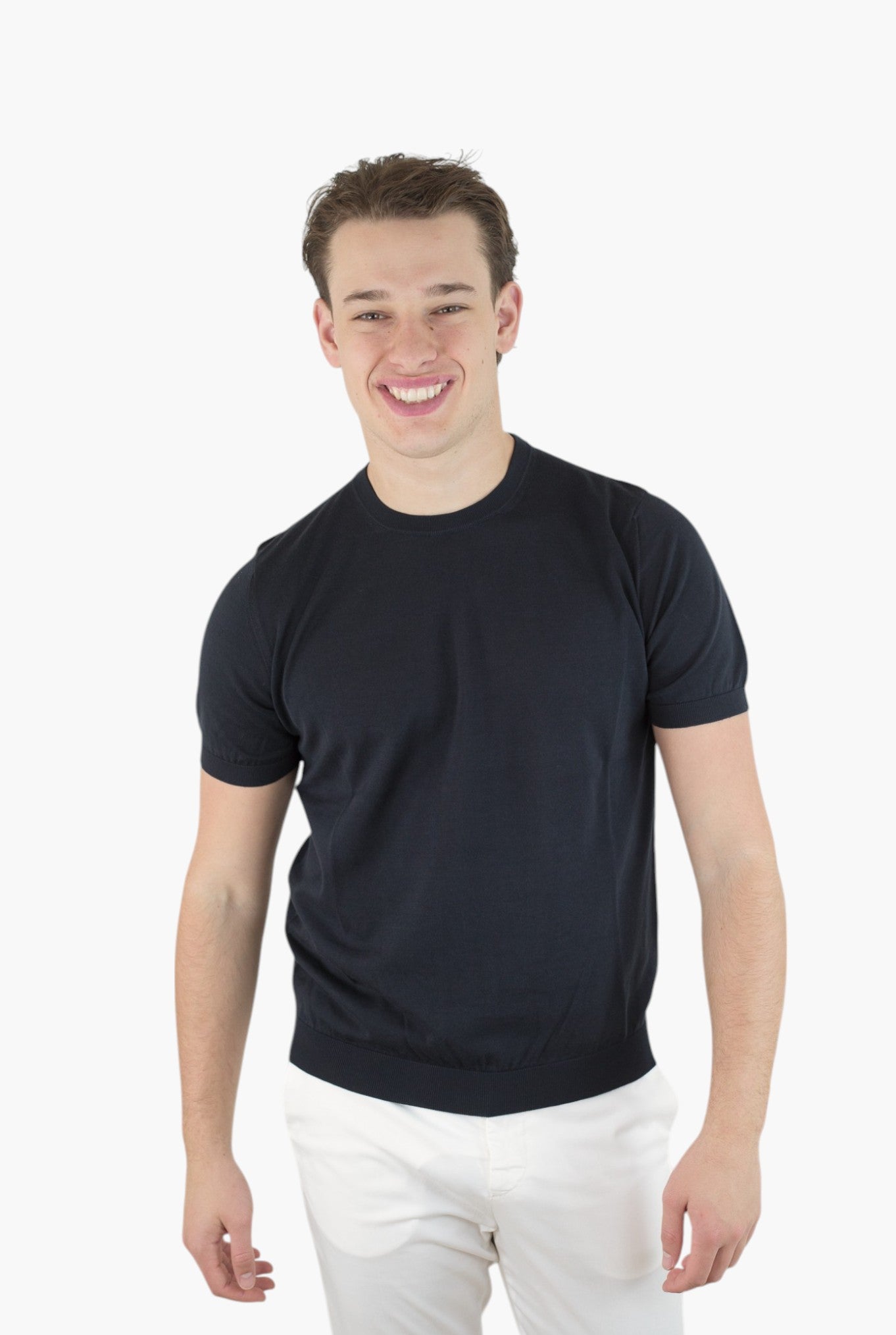 DRUMOHR Girocollo Maniche Corte Cotone Superlight Navy