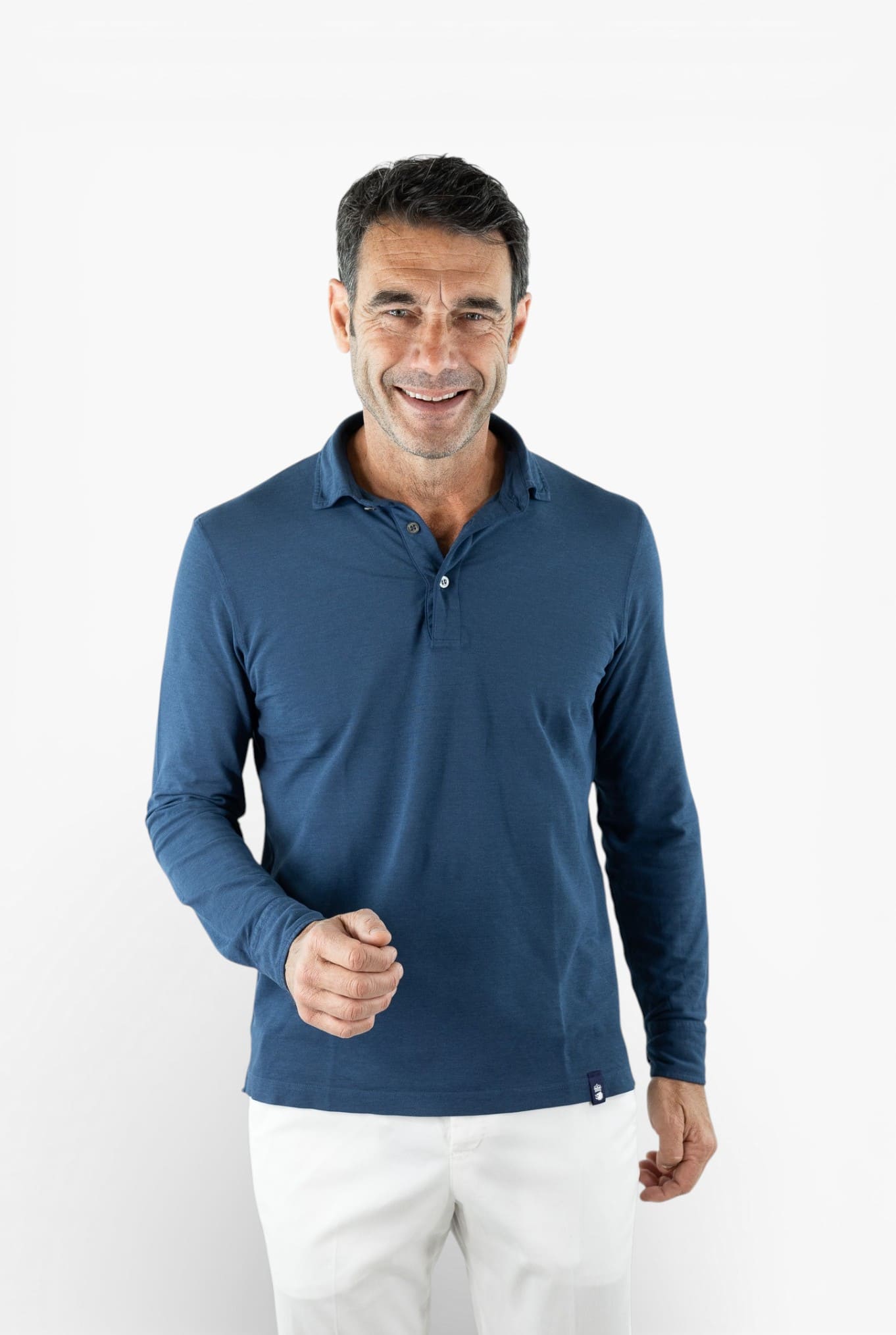 DRUMOHR Polo Cotone Light Crêpe Blu Petrolio