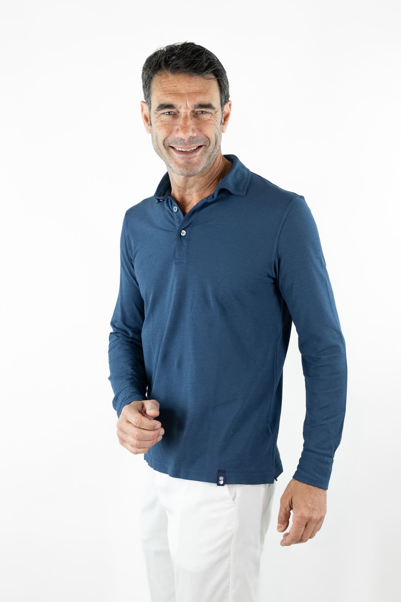 DRUMOHR Polo Cotone Light Crêpe Blu Petrolio