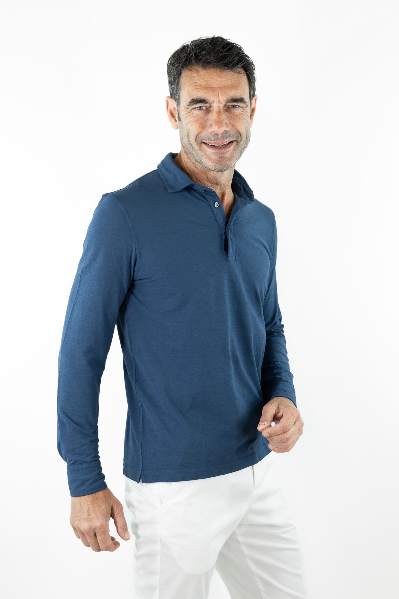 DRUMOHR Polo Cotone Light Crêpe Blu Petrolio