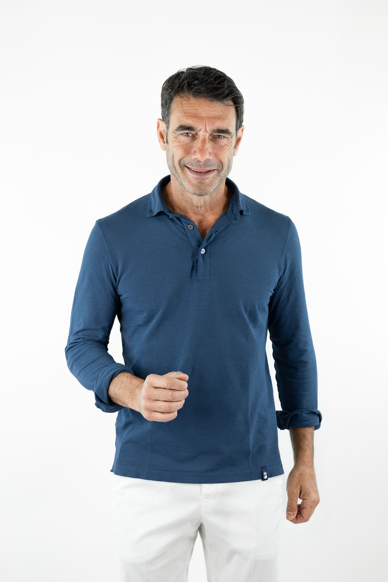 DRUMOHR Polo Cotone Light Crêpe Blu Petrolio